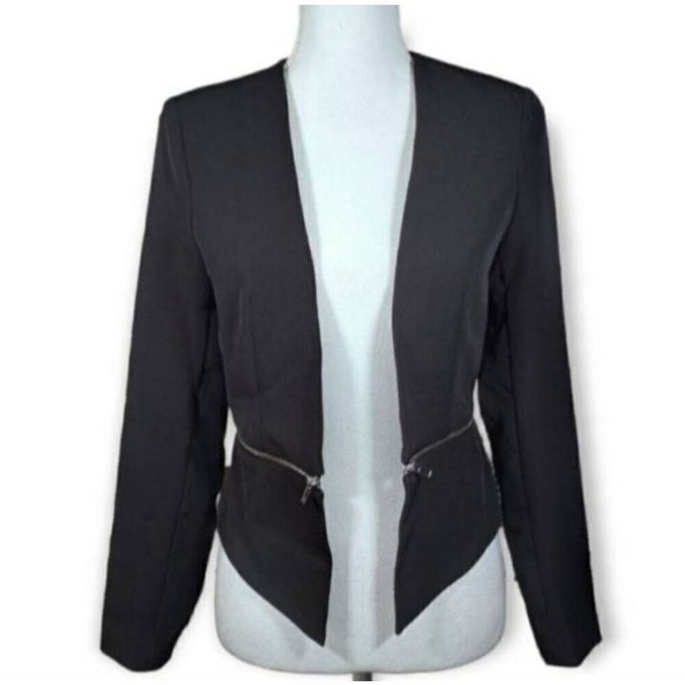 CHOCOLATE U.S.A. BLACK ZIPPER BLAZER SZ.S EUC. - Picture 2 of 7